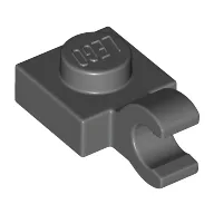 Plate Special 1 x 1 with Clip Horizontal [Thick Open O Clip] / Dark Bluish Gray
