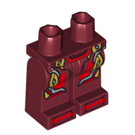 Lego Hips and Dark Red Legs with Gold, Red, and Silver Decorations, Red Toes print / Dark Red