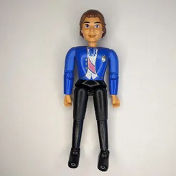 Belville Figure Articulated Elbows, Male, Brown Hair, Black Pants, Blue Jacket with Purple Sash and Blue Bow Print / Nougat