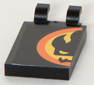 Lego Tile, Modified 2 x 3 with 2 U Clips with Agents Dr. Inferno Logo Pattern Right Half (Sticker) - Set 8630