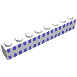 Brick 1 x 8 with Ferry Squares Light Blue 32 in 2 Lines Print / White