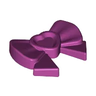 Headwear Accessory Bow with Heart, Long Ribbon and Pin / Magenta