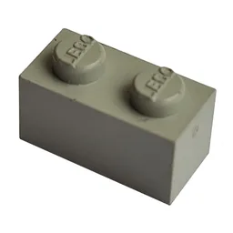 Modulex Brick 1 x 2 with LEGO on Stud / Modulex Light Gray