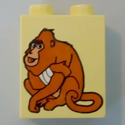 Duplo Brick 1 x 2 x 2 with Sitting Ape Print (From Dora The Explorer)