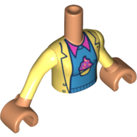 Lego Minidoll Torso Girl with Bright Light Yellow Jacket, Dark Azure Shirt with Cupcake, Dark Pink Collar / Nougat