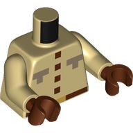 Lego Torso, Pixelated Shirt, Reddish Brown Buttons, Belt, Dark Tan Buttons print, Tan Arms, Reddish Brown Hands / Tan