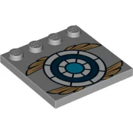 Plate Special 4 x 4, Studs on One Edge with Blue and White Target with Gold Wings Print / Light Bluish Gray