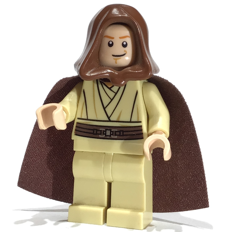 Lego Obi-Wan Kenobi, Padawan, Reddish Brown Hood and Cape, White Pupils