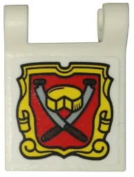 Flag 2 x 2 Square with Flared Edge with Red Shield, Yellow Frame and Cheese and Knives Pattern on Both Sides (Stickers) - Set 10332
