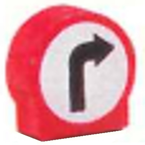 Lego Duplo Brick 1 x 3 x 2 Round Top with Right Turning Arrow Road Sign Print / Red