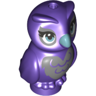 Lego Animal, Bird, Owl Baby Dark Bluish Grey Chest, Medium Blue Eyes, Medium Blue Beak / Dark Purple