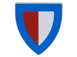 Shield Triangular with Red/Gray Halves and Blue Border Print