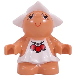 Duplo Figure Little Forest Friend Female with White Dress with Three Red Berries Print (Dreamer Meadowsweet) / Nougat