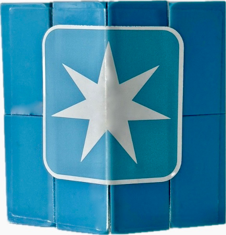 Lego Stickered Assembly 4 x 4 x 1 1/3 with White Maersk Star Logo Pattern (Sticker) - Set 10219