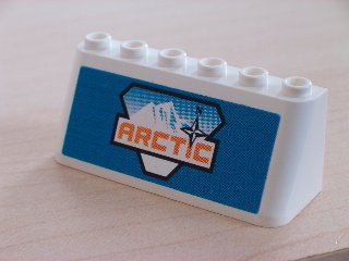 Lego Windscreen 2 x 6 x 2 with Arctic Logo on Blue Background Pattern (Sticker) - Set 3409-1