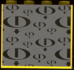 Panel 1 x 4 x 3 - Hollow Studs with Black Gravity Games Logo Repeating on Dark Gray Background Pattern (Sticker) - Set 3585