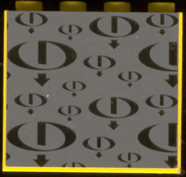 Lego Panel 1 x 4 x 3 - Hollow Studs with Black Gravity Games Logo Repeating on Dark Gray Background Pattern (Sticker) - Set 3585