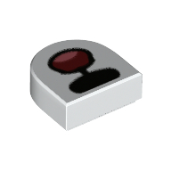 Lego Tile 1 x 1 Half Circle with Black Snout, Open Mouth print / White