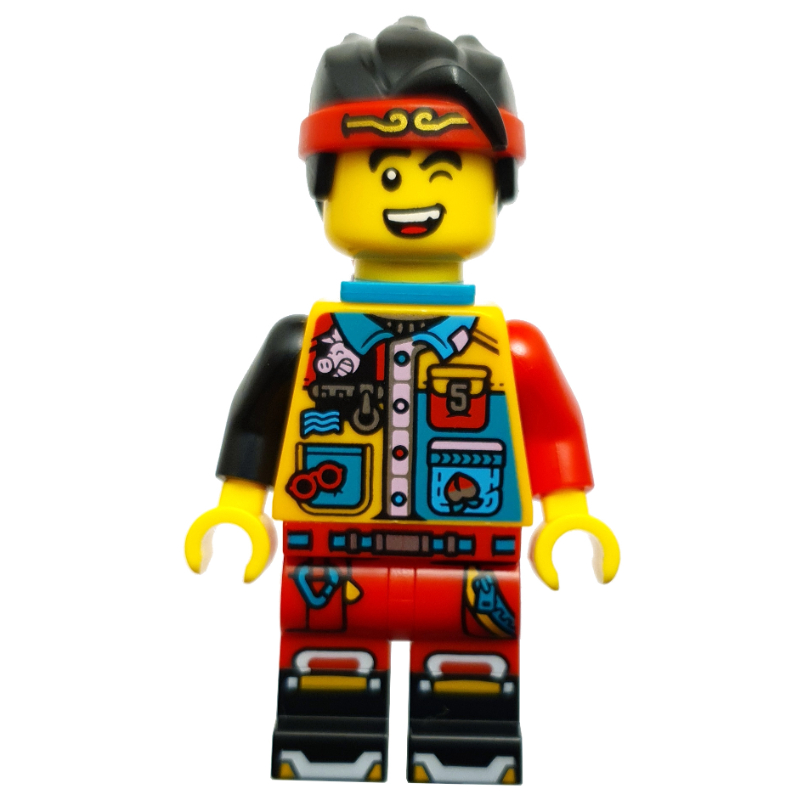 Lego Monkie Kid, Dark Turquoise Neck Bracket, Winking