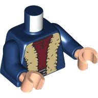 Lego Torso, Dark Red Tunic, Dark Tan Fur print, Dark Blue Arms, Light Nougat Hands / Dark Blue