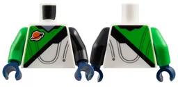 Torso Spacesuit with Bright Green Panel, Classic Space Logo, Black Stripe, and Sand Blue Collar Pattern / Black Arm Left / Bright Green Arm Right / Dark Blue Hands
