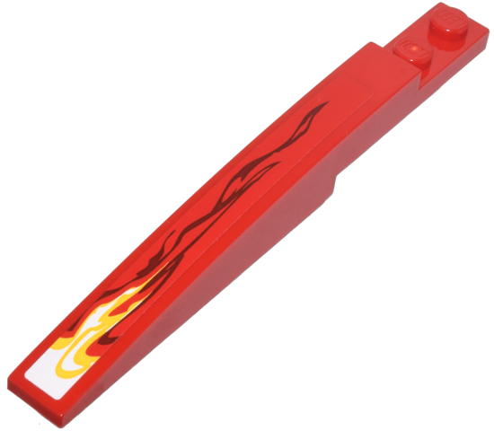Lego Slope, Curved 10 x 1 with White and Yellow Flame Pattern Model Left (Sticker) - Set 9441
