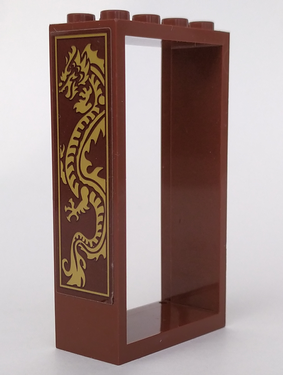 Lego Door, Frame 2 x 4 x 6 with Gold Dragon Pattern Model Right Side (Sticker) - Set 70617