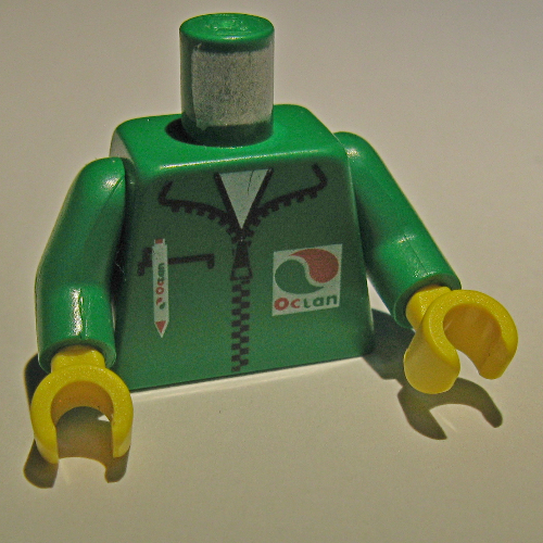 Lego Torso Octan Logo Jacket with Pen Print, Green Arms, Yellow Hands / Green