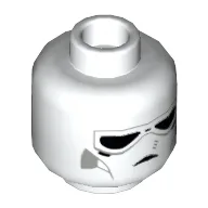 Minifig Head V-wing Pilot, Full Face Mask and Goggles Print [Hollow Stud] / White