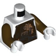 Lego Torso Armor, Dark Brown Chest Plate Print, Dark Brown Arms, White Hands / White