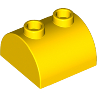 Lego Brick Curved 2 x 2, Two Top Studs / Yellow