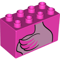 Lego Duplo Brick 2 x 4 x 2 with Flamingo Torso Print / Dark Pink