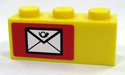 Brick 1 x 3 with Mail Envelope Pattern Left (Sticker) - Set 7732