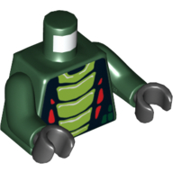 Lego Torso Snake with Lime and Red Scales Print (Acidicus), Dark Green Arms, Black Hands / Dark Green