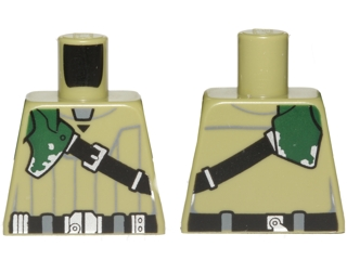 Lego Torso SW Shirt with Diagonal Black Belt and Dark Green Pad Pattern (Kanan Jarrus)