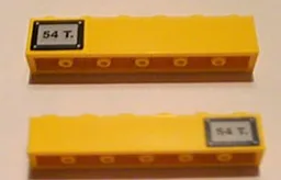 Brick 1 x 6 with Black '54T.' Pattern on Both Sides (Stickers) - Set 7898