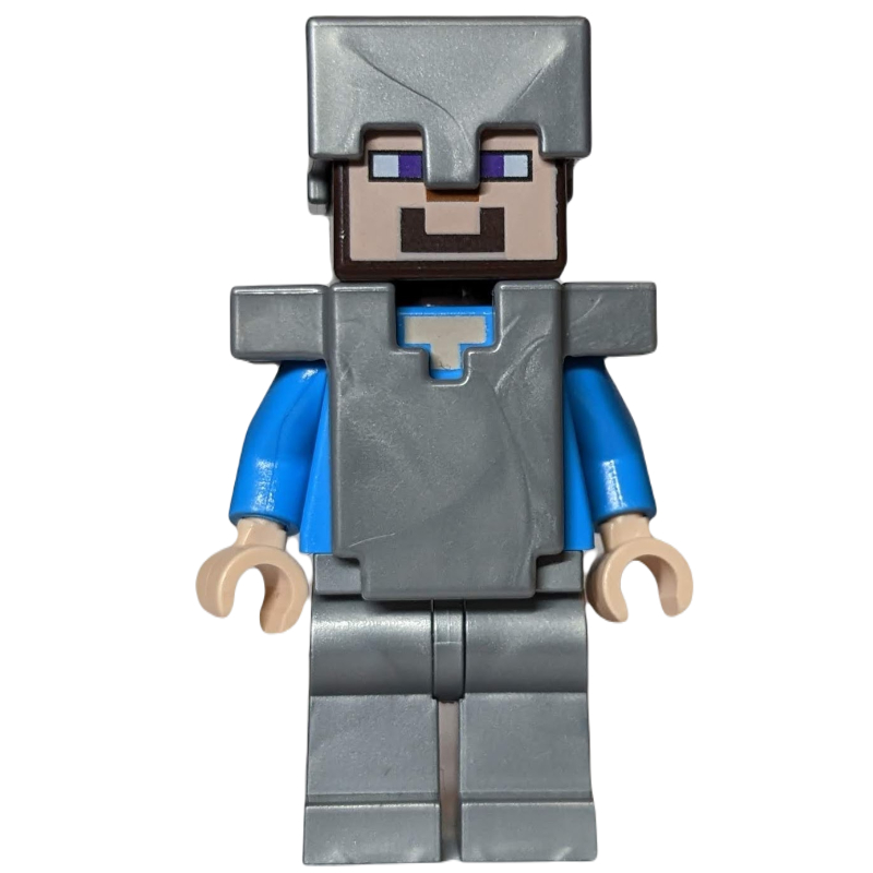 Lego Steve in Flat Silver Helmet, Armor and Legs