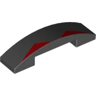 Brick Curved 4 x 1 Double, No Studs with Red Triangles Print / Black