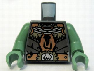 Lego Torso Castle Fantasy Era Armor with Chain Necklace and Large Belt Pattern / Sand Green Arms / Sand Green Hands