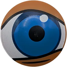 Plate, Round 2 x 2 with Rounded Bottom (Boat Stud) with with Blue and Dark Blue Eye, White Glint, Black Pupil and Eyelid Outline Pattern Model Right Side