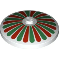 Dish 4 x 4 Inverted [Radar] with Stripes Red/Green Petals Print