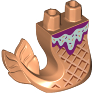 Lego Tail, Mermaid Curved Right with Ice Cream Cone, Magenta and Light Aqua Frosting with Sprinkles Print / Nougat