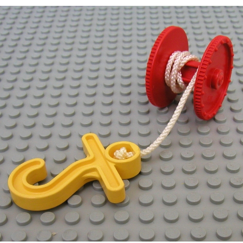 Lego Duplo Winch Drum, Yellow Hook Short with Cross Bar, String