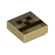 Tile 1 x 1 with Dark Brown Squares / Pixelated Camel Face Print / Tan