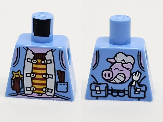 Lego Torso Vest, Red and Yellow Undershirt, Pocket, Star and Pig on Back Pattern (Pigsy)