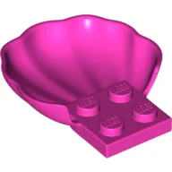 Animal Body Part, Clam / Scallop Half Shell with 4 Studs / Dark Pink
