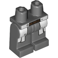 Lego Hips and Dark Bluish Gray Legs with White Lab Coat, 2 Buttons and Brown Belt Print / Dark Bluish Gray