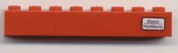 Brick 1 x 8 with 'Basel - Hamburg' Pattern on Right Side (Sticker) - Set 7745