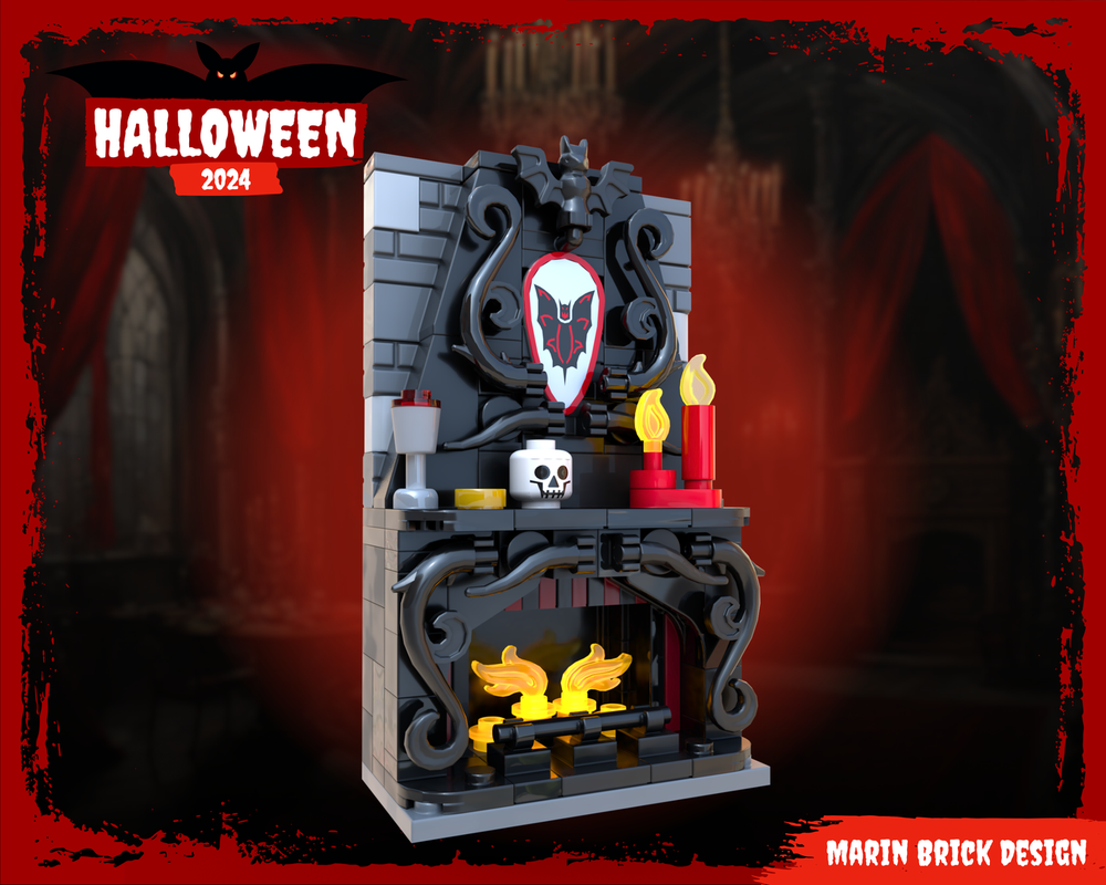 Lego Vampire Fire Place - Halloween Medieval DnD scenery props