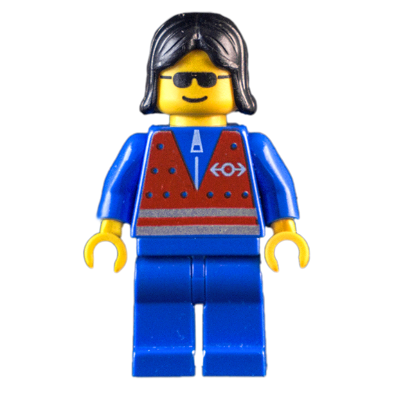 Lego Blue Torso, Blue Legs, Black Hair Long